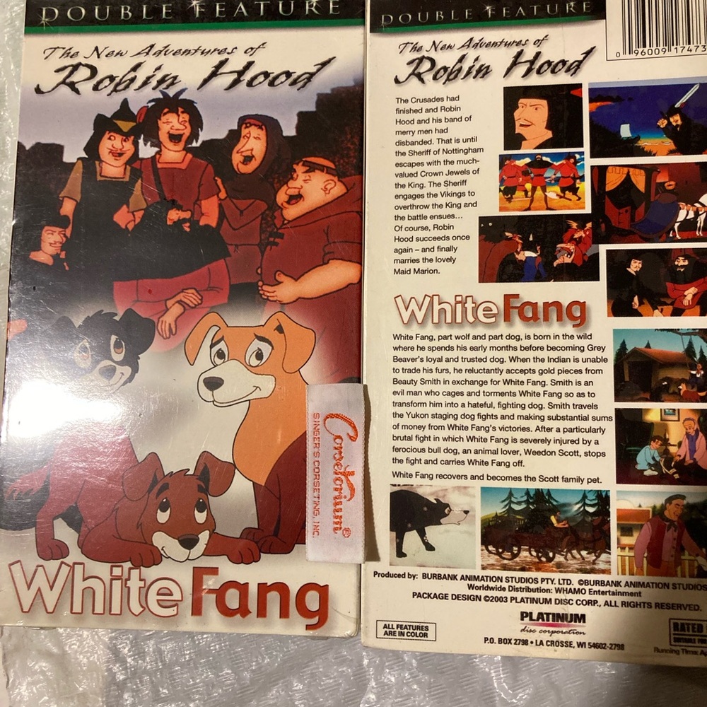 Platinum Double Feature vhs White Fang and Robin Hood new sealed